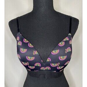 Victoria's Secret Pink Wear Everywhere Wireless‎ Push Up Bra Rainbows 34D